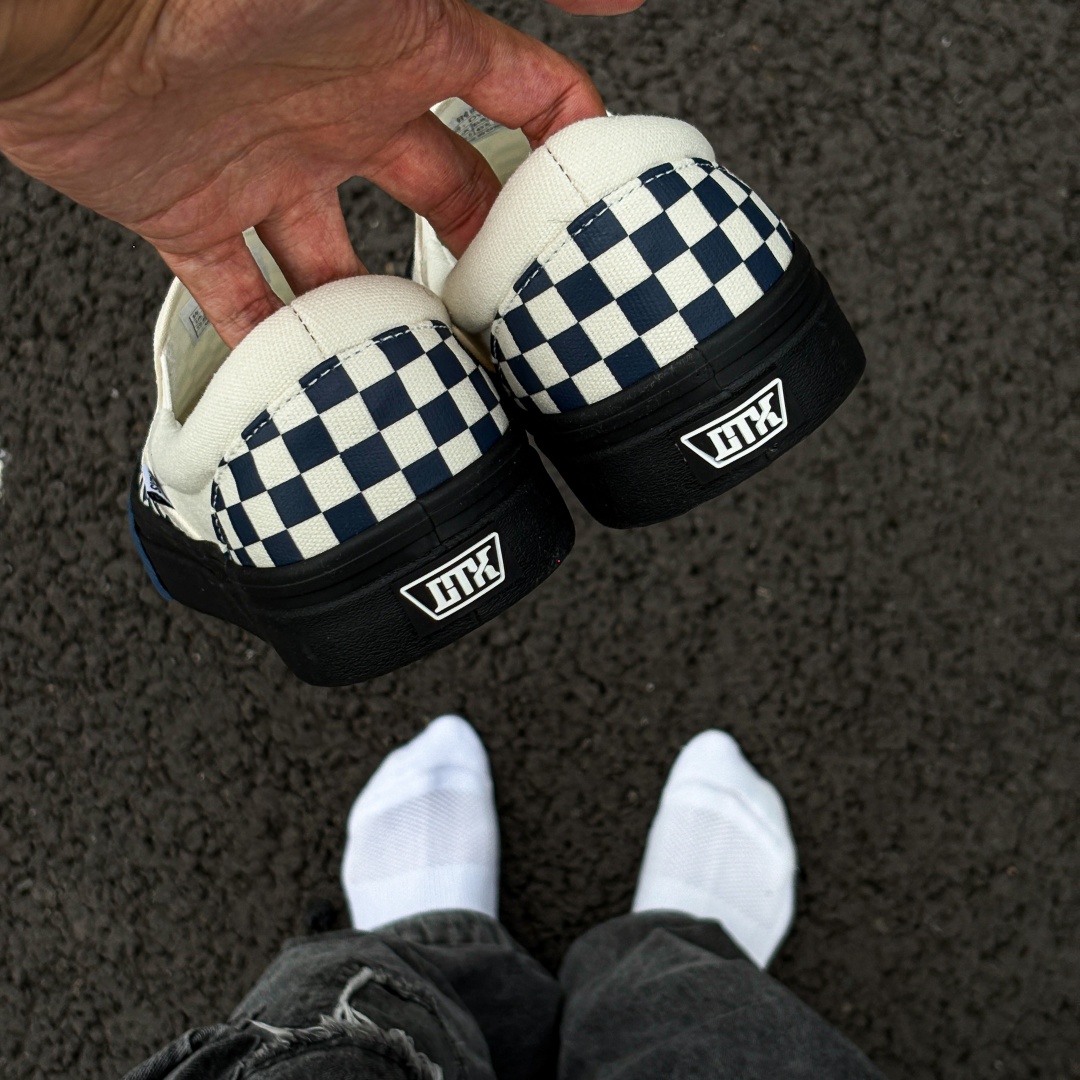 Adidas Shoes Superstar - Niebiesko-białe wsuwane buty w szachownicę, czarna